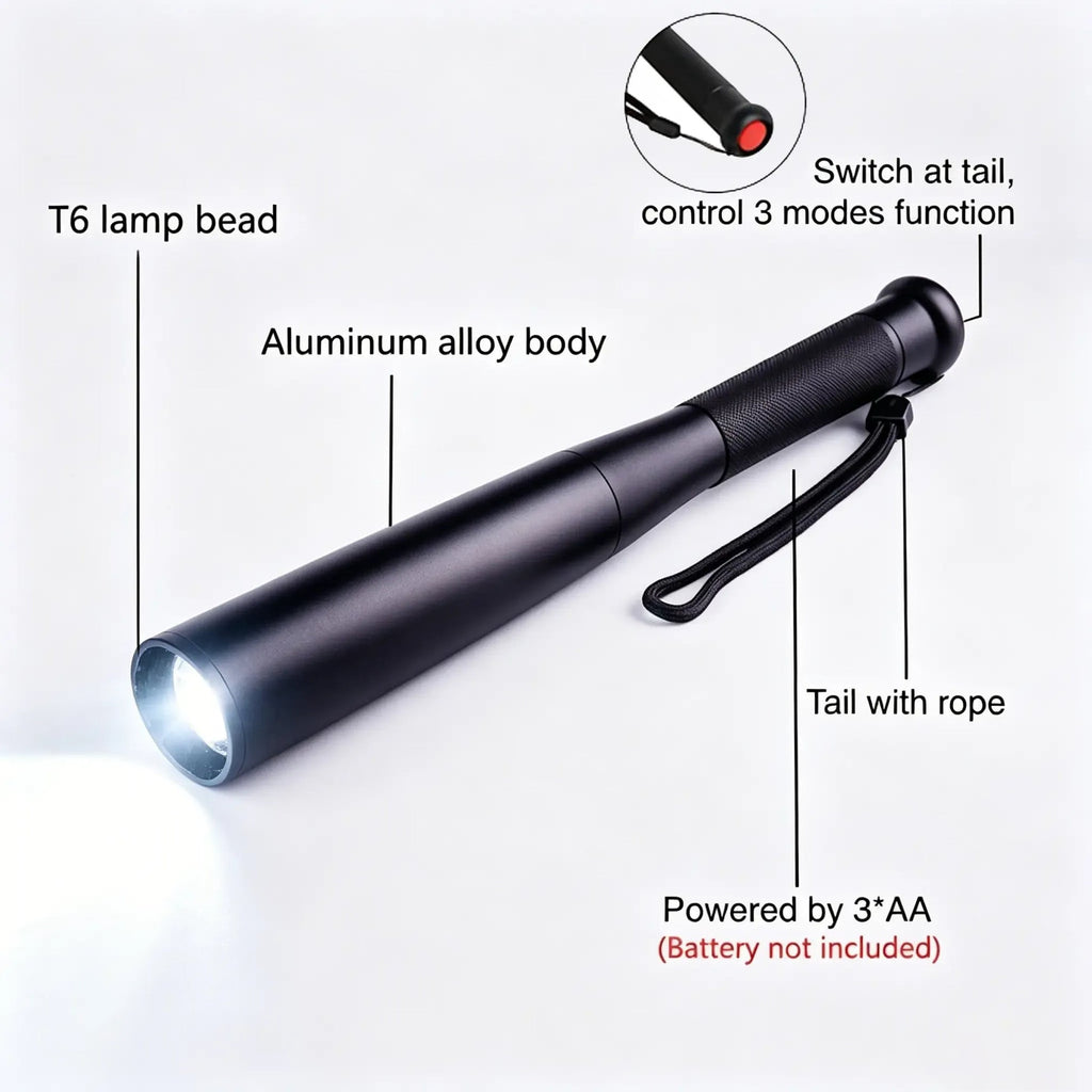 Aluminum Alloy Flashlight - 3 Modes Durable Portable Torch